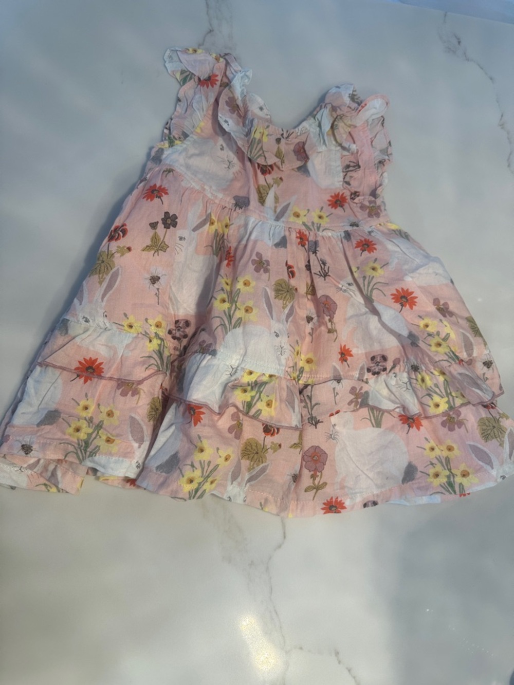 Pink Chicken Pink Floral Ruffle Sundress with Multicolor Flowers